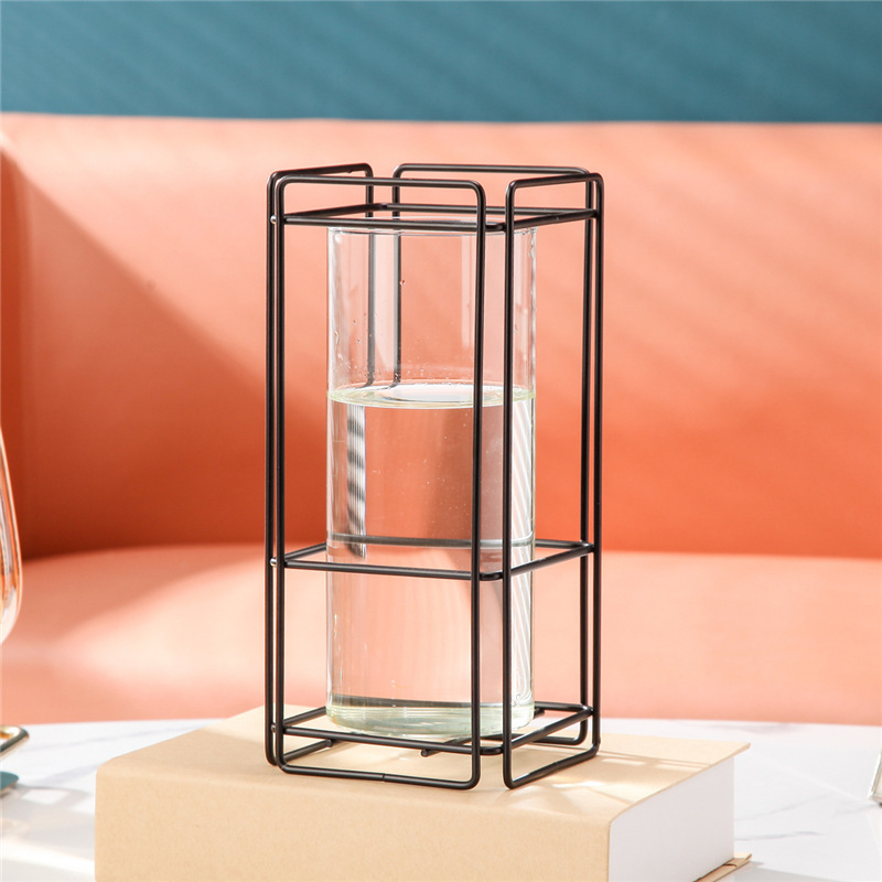 Square Glass Vase Home Decoration Living Room Table Sample Room Soft Decoration Application Scenario