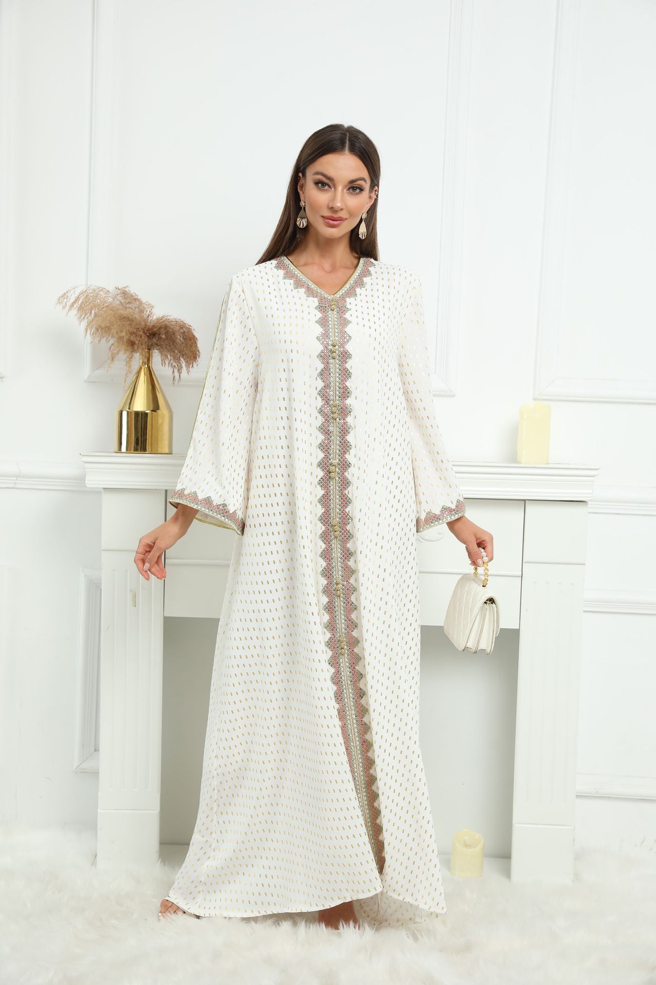 Zd004 Middle East Abaya Summer Fashion High-End Women's Dress Elegance In The Long Slim-Fit Muslim Dress Item Picture