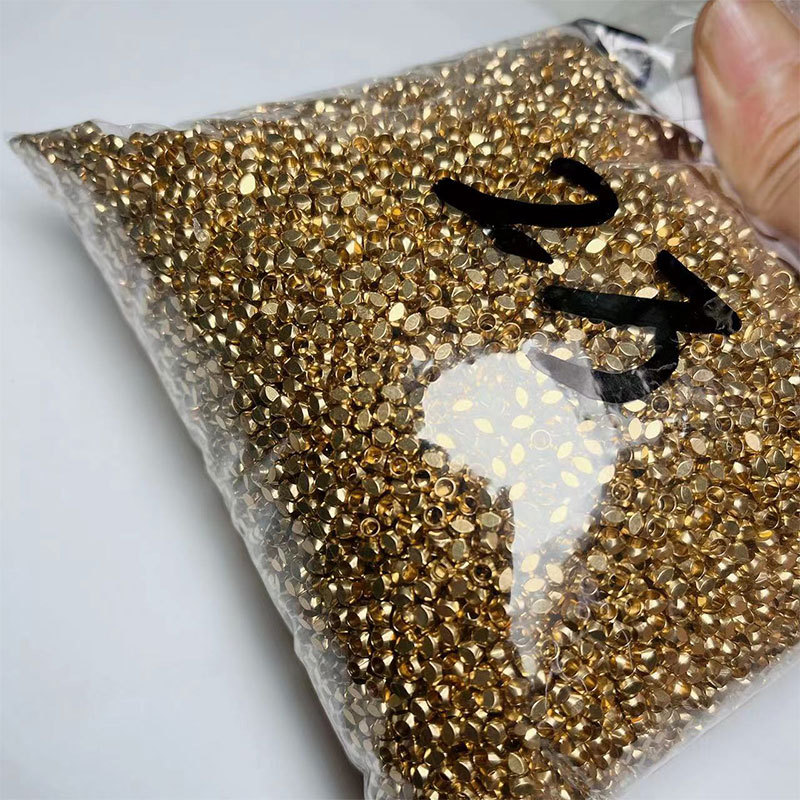 Diamond-shaped square beads 3*3*2.5mm loose bead assembly material, diy jewelry accessories, copper perforated bead string, eco-friendly metal beads Item Picture