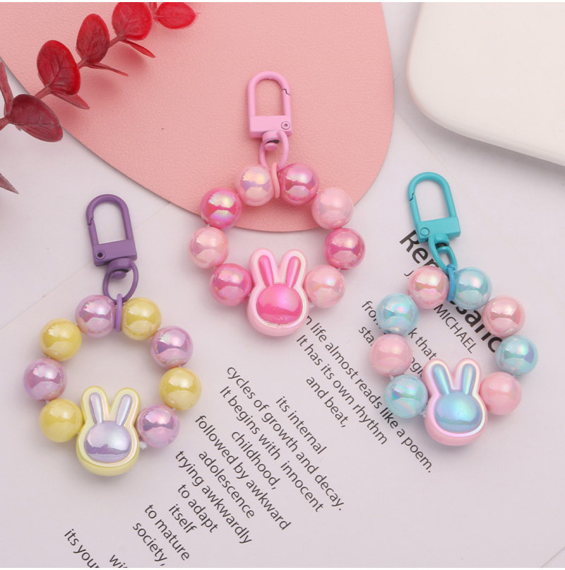 New Bead Chain Keychain Pendant Mobile Phone Chain Small Fresh Color Pearl Solid Color Door Hook Accessories Headphone Case Specification drawing