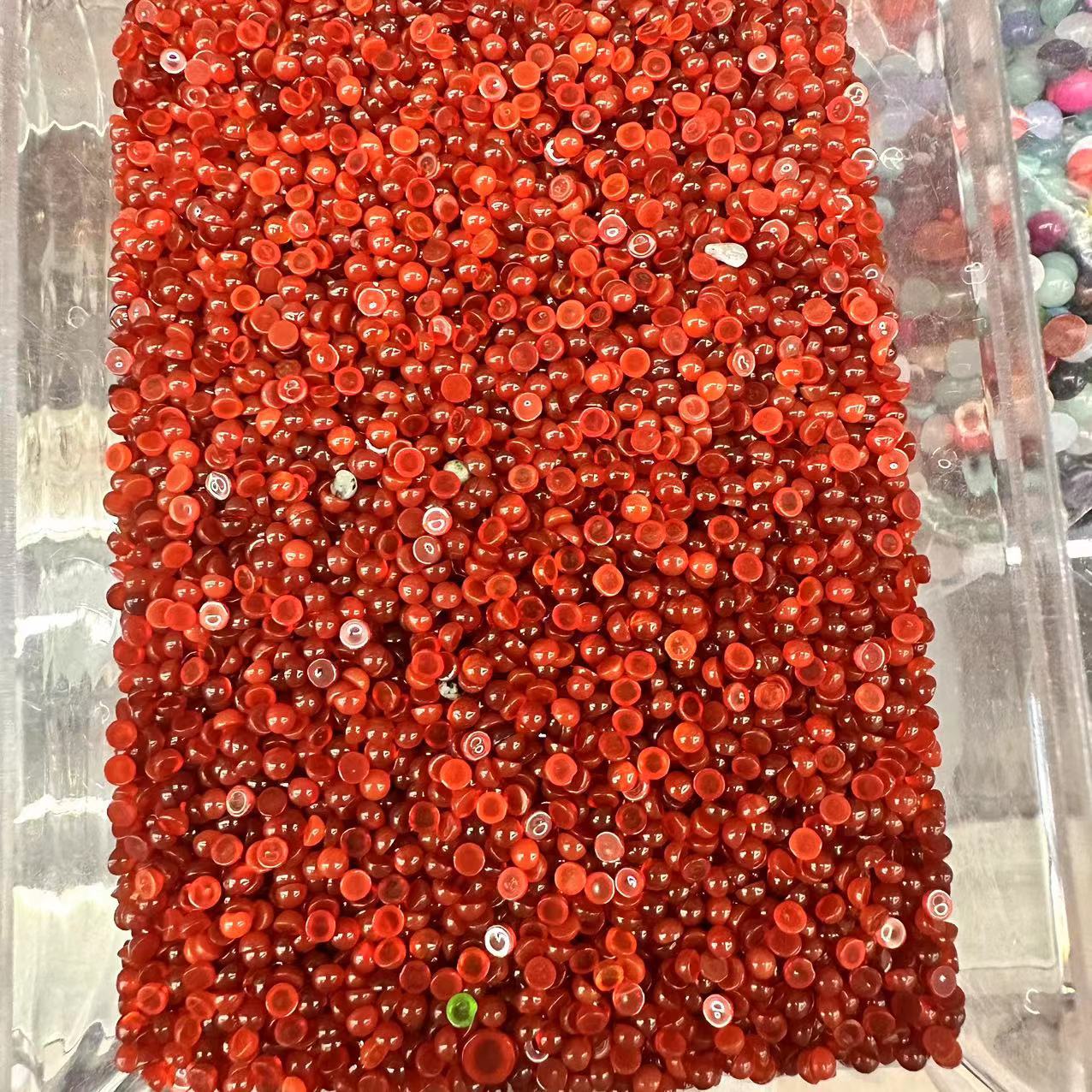 Cross-border direct sales of 4mm red agate ring face gemstones, European and American fashionable agate bare stone gemstone handicrafts wholesale, natural stone jewelry, natural stone jewelry accessories