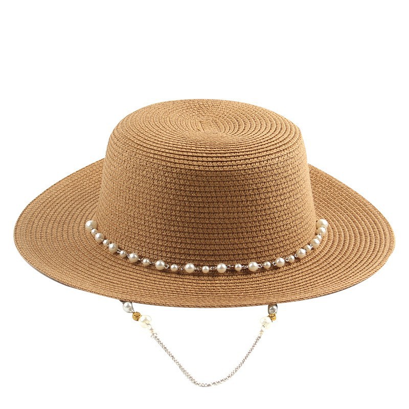 Manufacturers Direct Sun Hat Lady Korean Version Of Small Flat Top Hat Shade Outdoor Beach Straw Hat Female Wholesale full figure