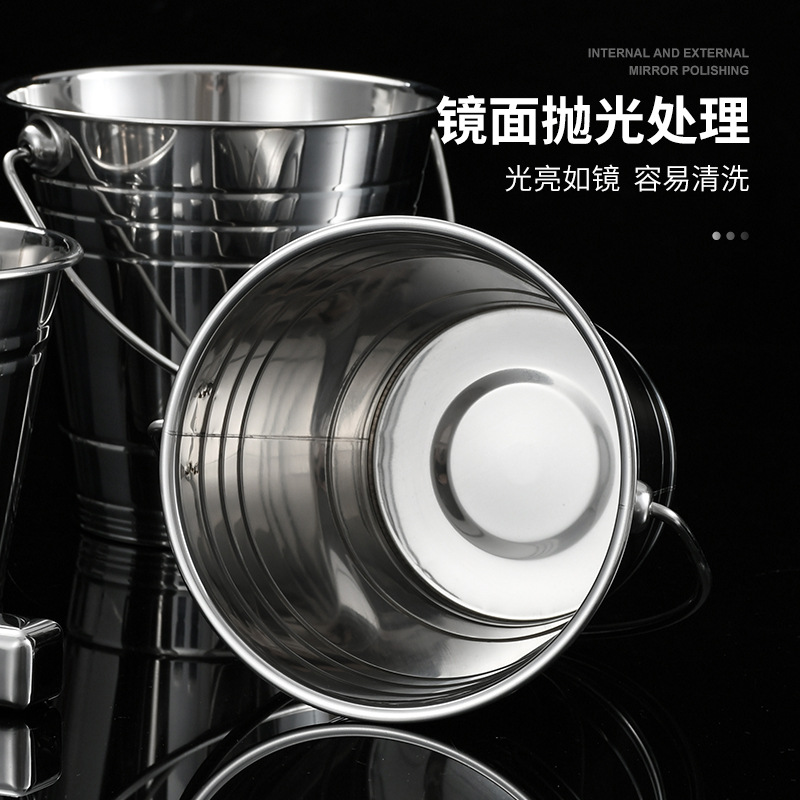 Thickened stainless steel ice bucket, ice granule bucket, KTV and bar ice cube bucket, single-layer double-eared tiger-head red wine, beer and champagne bucket details Picture