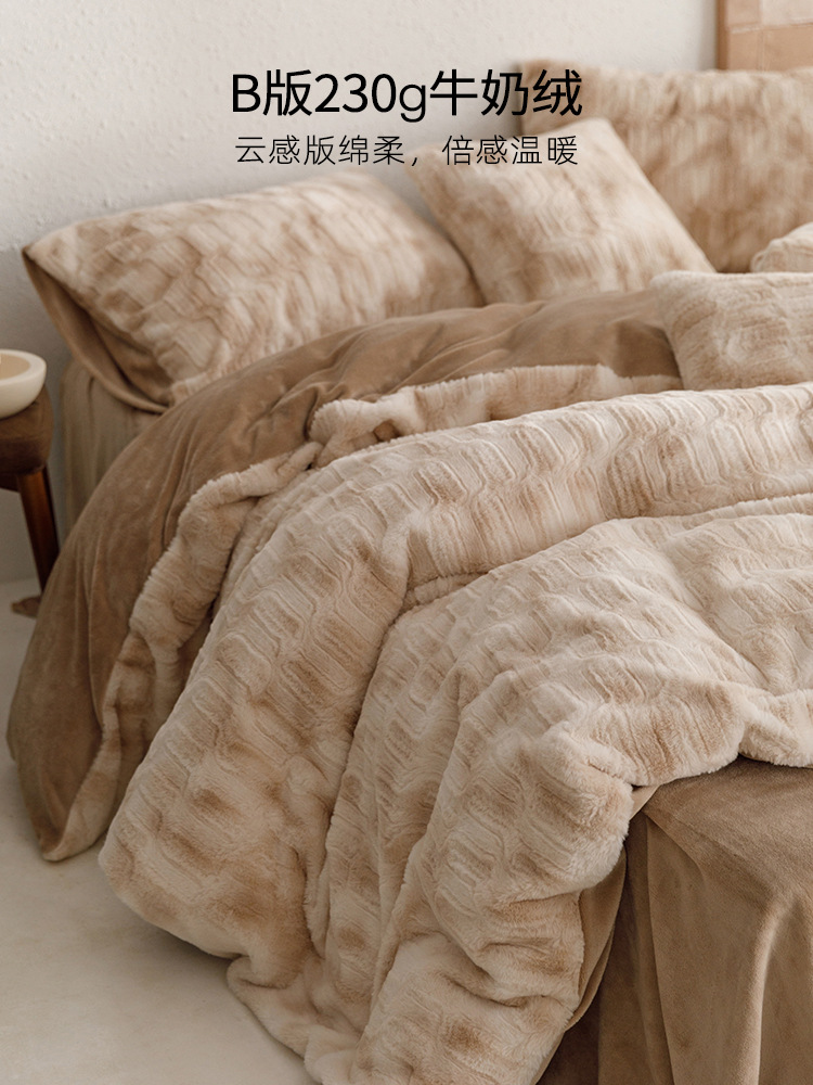 High-end Class A thickened rabbit plush bed set, milk baby plush bedding, plush duvet cover, winter coral plush 4 Specification image