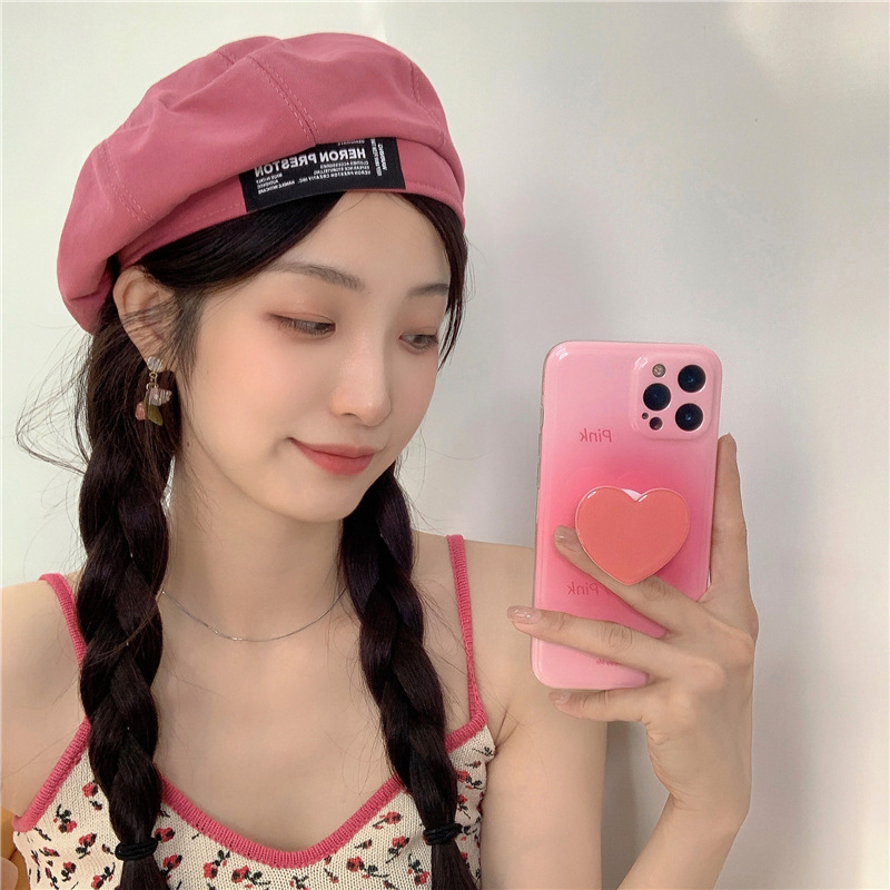Japanese minimalist letter-pasted Beret hats for women's spring and summer, British retro painter hats, casual and versatile, bud hat trend details Picture