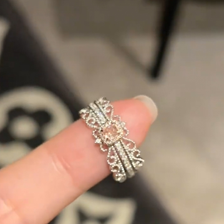 New zircon round open ring, French simple and fashionable index finger ring, individual and elegant light luxury jewelry wholesale for women details Picture
