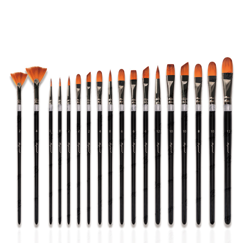 Boyixuan Cross-border Bestseller 16/18 piece Set of Nylon Brush Art Painting Watercolor Acrylic Oil Painting Set Brushes Item Picture