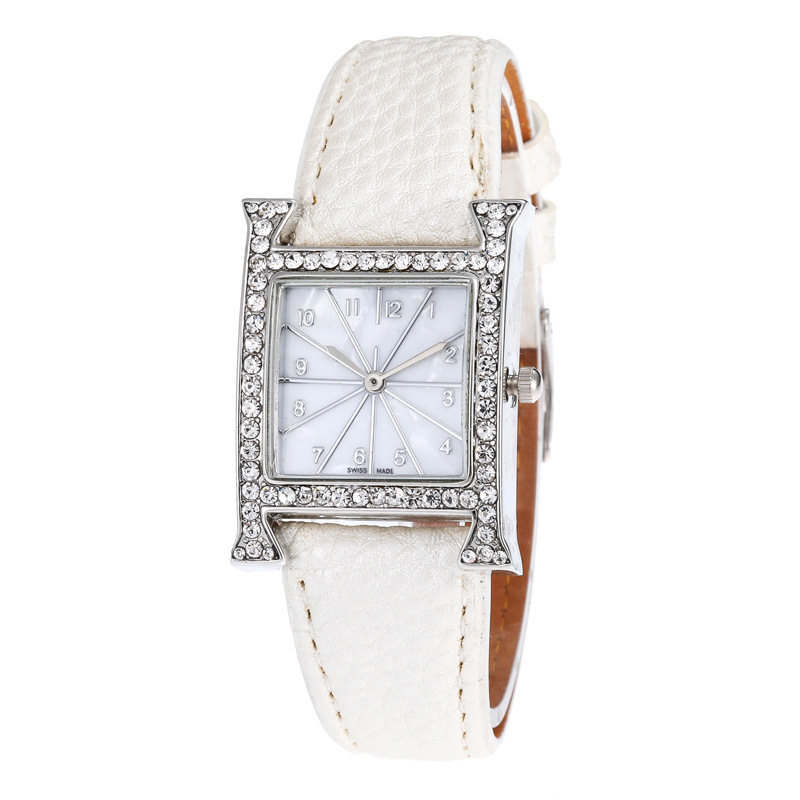 New leather strap watch with digital dial for women, Korean version fashionable and trendy ladies' wristwatch, women's quartz square watch Item Picture