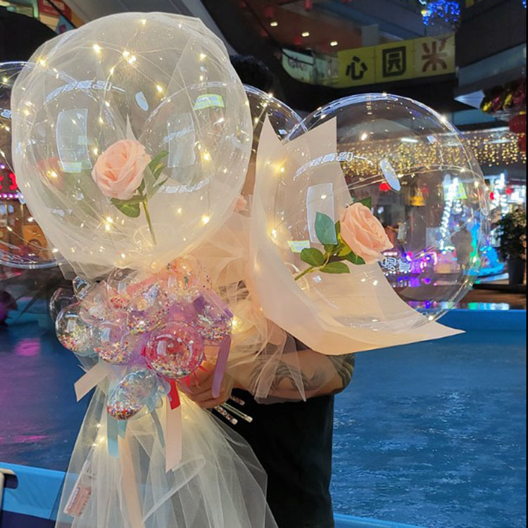 New internet-famous rose, illuminated popball, glowing bouquet, balloon, night market, street stall, romantic Valentine's Day photo shoot Specification image