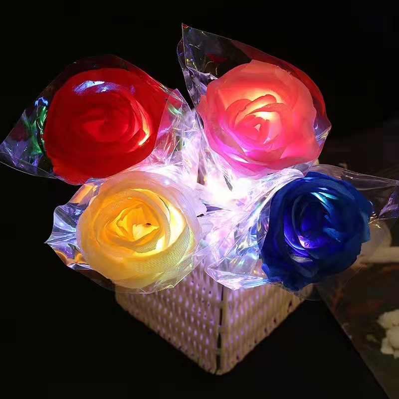跨境LED发光玫瑰花创意七夕情人节表白花束地摊仿生花发光玩具详情图2