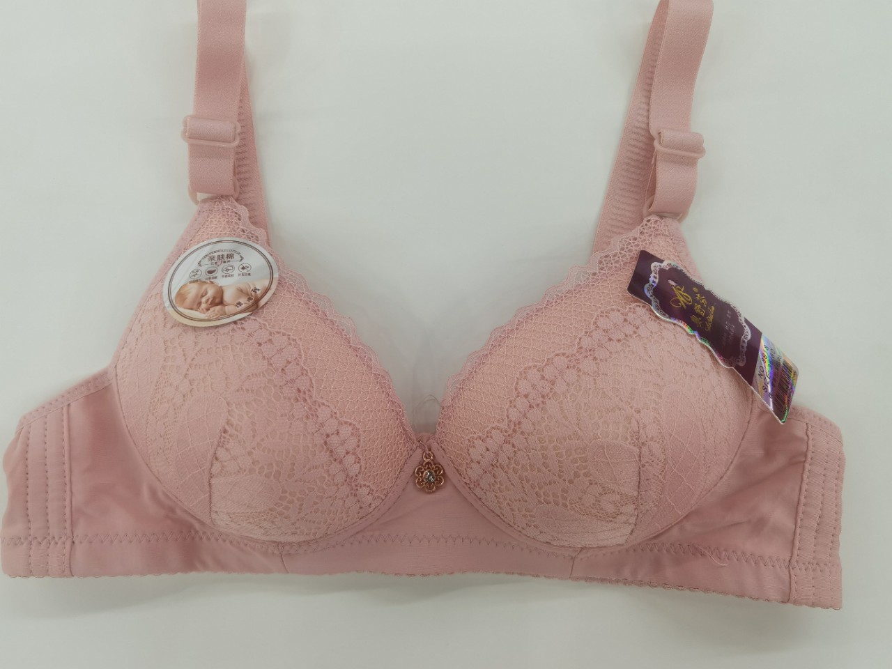 Skin-friendly cotton Olsufen 8918# without steel rims, neither too thick nor too thin AB cup folding underwear bra Specification image