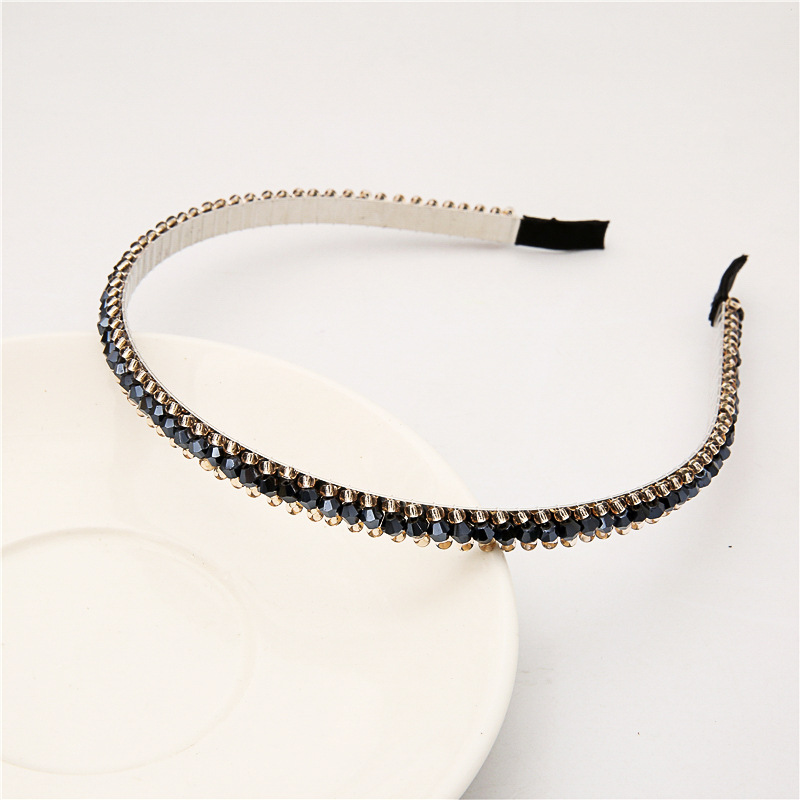 New Korean-style crystal rice bead woven fine hairband, fashionable and feminine beaded headband, anti-slip headwear, cross-border wholesale pic 15