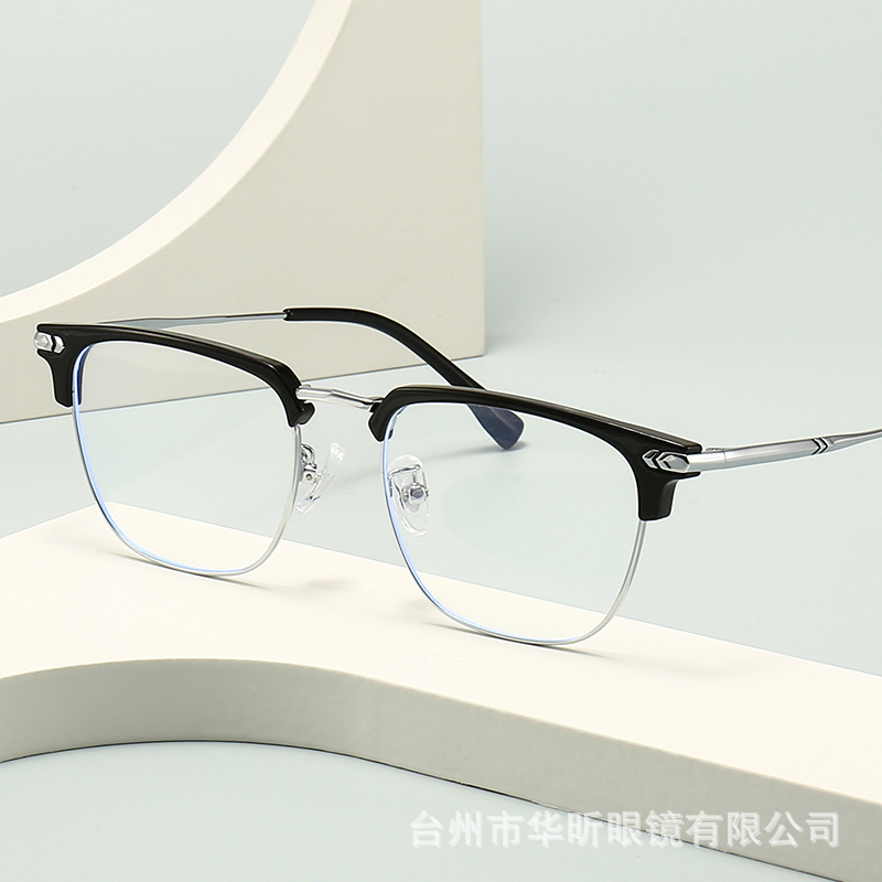 防蓝光新款眼镜框 tr90眉毛金属半框镜架男士复古商务眼镜半金属详情图2