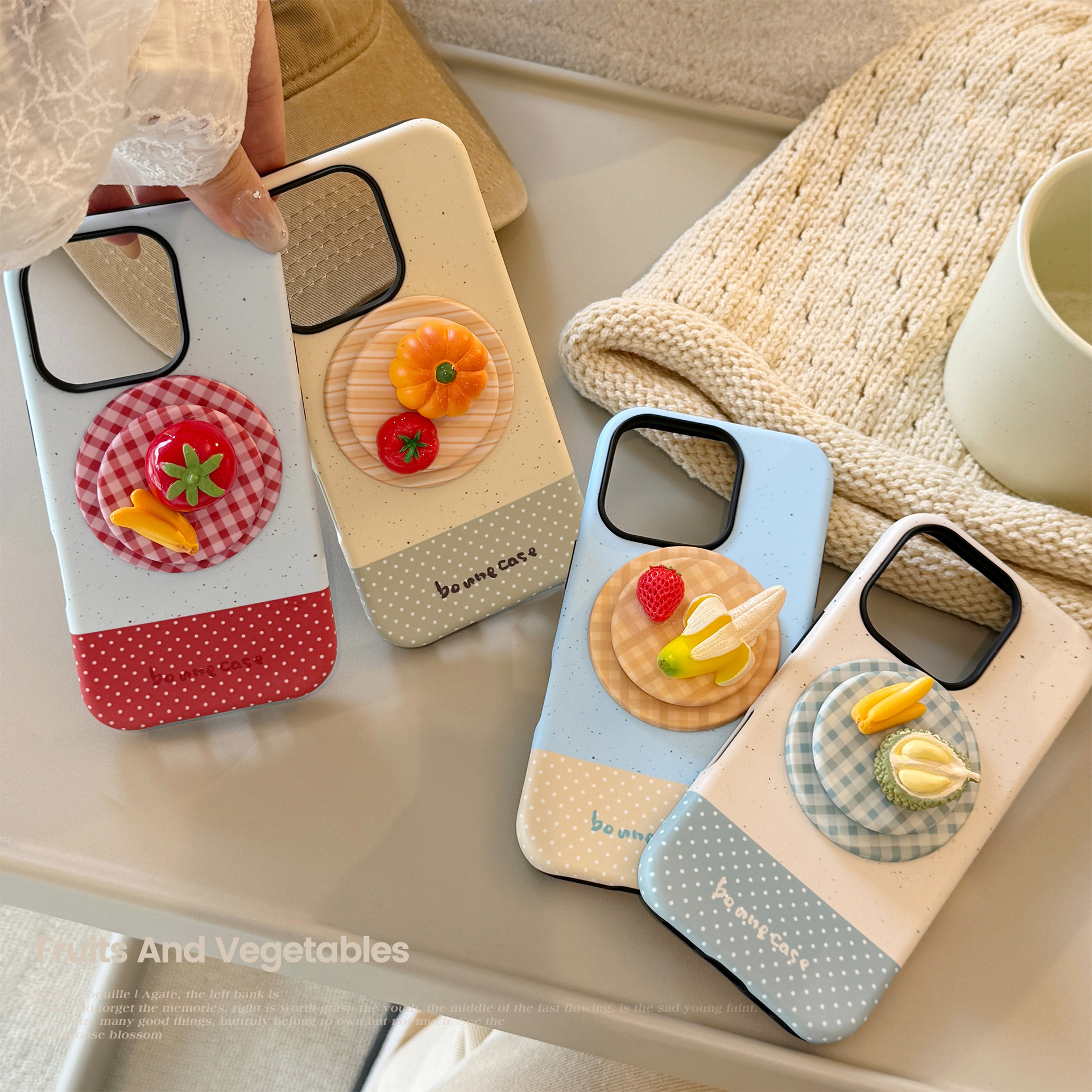 Three-dimensional fruit platter, suitable for iPhone 17promax phone case, iPhone16 magnetic stand, 15 hard, 14 matte details Picture