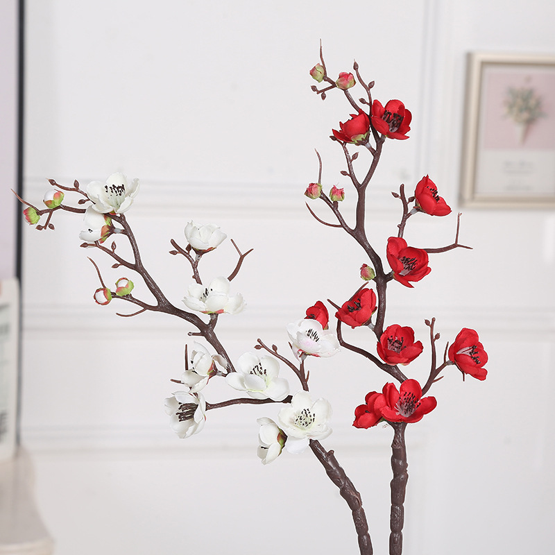Simulation Plum Flower High-Grade Simulation Plum Peach Silk Flower Wedding Wedding Interior Decoration Manufacturers Direct Supply details Picture