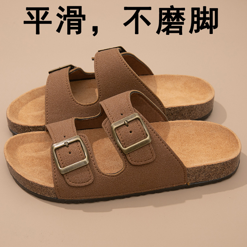 New summer cross-border pvc buckle leather sandals, Boken flat sandals, women's half slippers, thick-soled outerwear Specification image