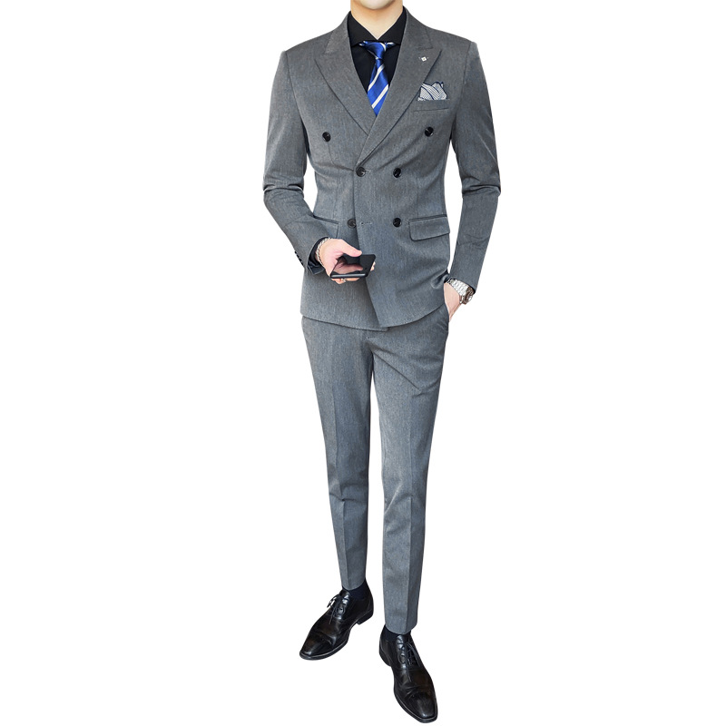 Men's suit set, three-piece set, fashionable and fitted small suit, business formal wear, best man's suit, groom's wedding dress Item Picture