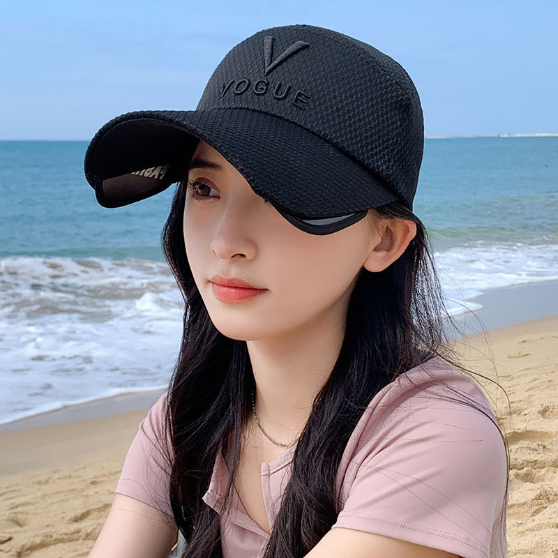 Sun Mesh Baseball Cap Women's Summer Large Rim Pull Plate Cap Outdoor Biking Beach Riding Speed Dry Cap details Picture