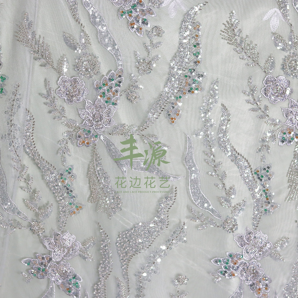 Bead Tube Embroidery Fabric Wedding Dress High Order Material Bead Embroidery Fabric Application Scenario