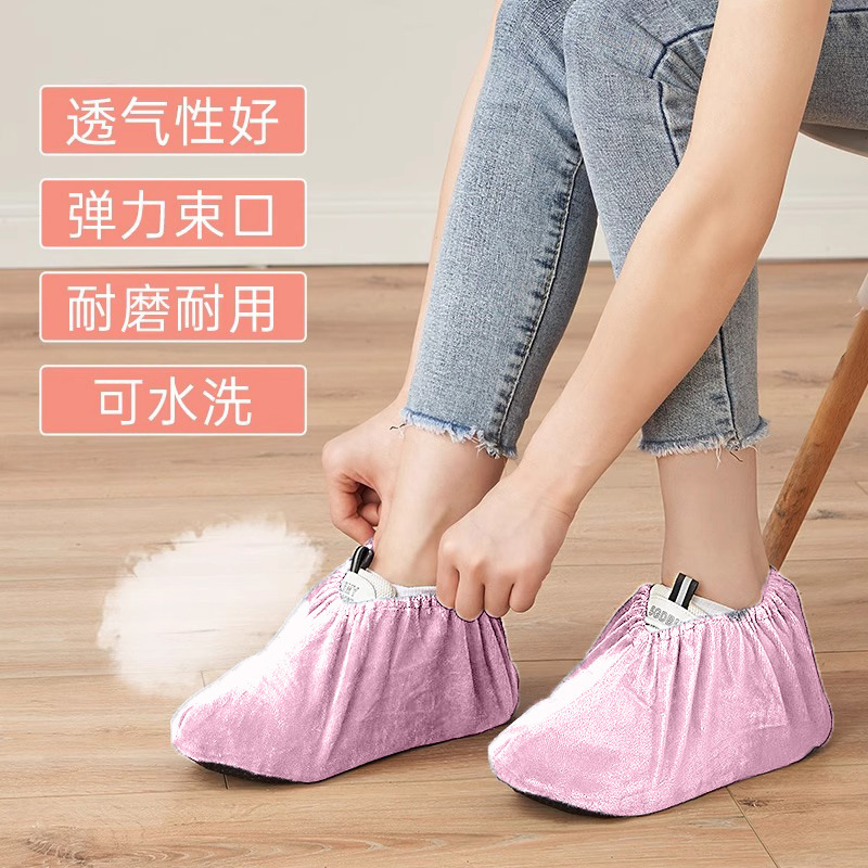 绒布鞋套家用款绿色鞋套可反复使用大号加厚防滑室内耐磨厂家批发