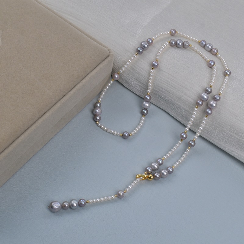 法式气质复古长款珍珠项链女小众优雅一款多戴可调节毛衣链颈链