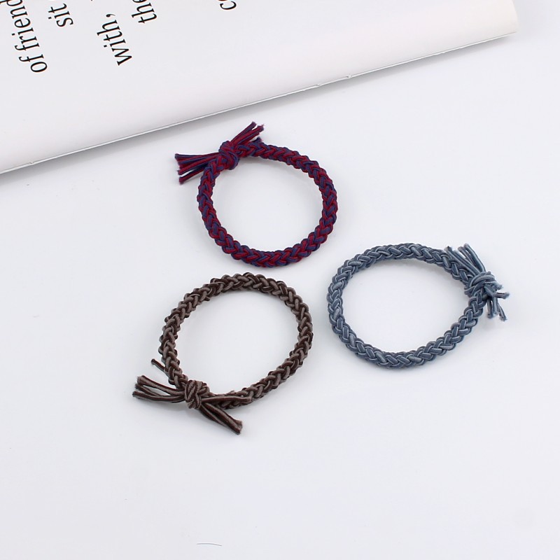Japan And South Korea Version Of The New Color Braid Elastic Band Hair Ring Thick Leather Cover Head Hair Accessories 2 Yuan Wholesale Store details Picture