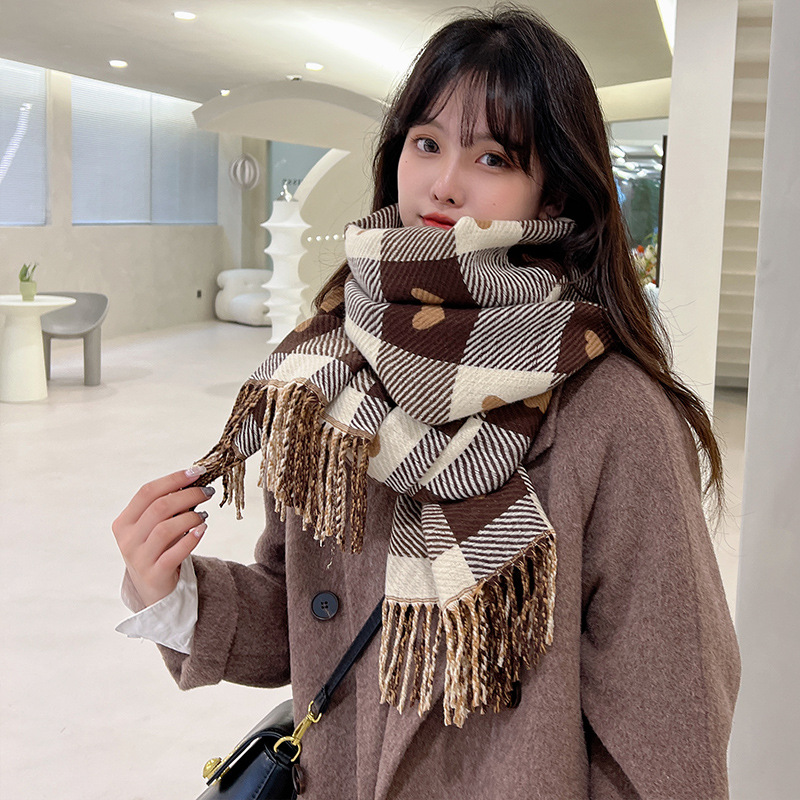 2022 Cashmere Check Scarf For Women Winter Thickened Warm Bib Harry Potter With The Same Shawl For Men details Picture