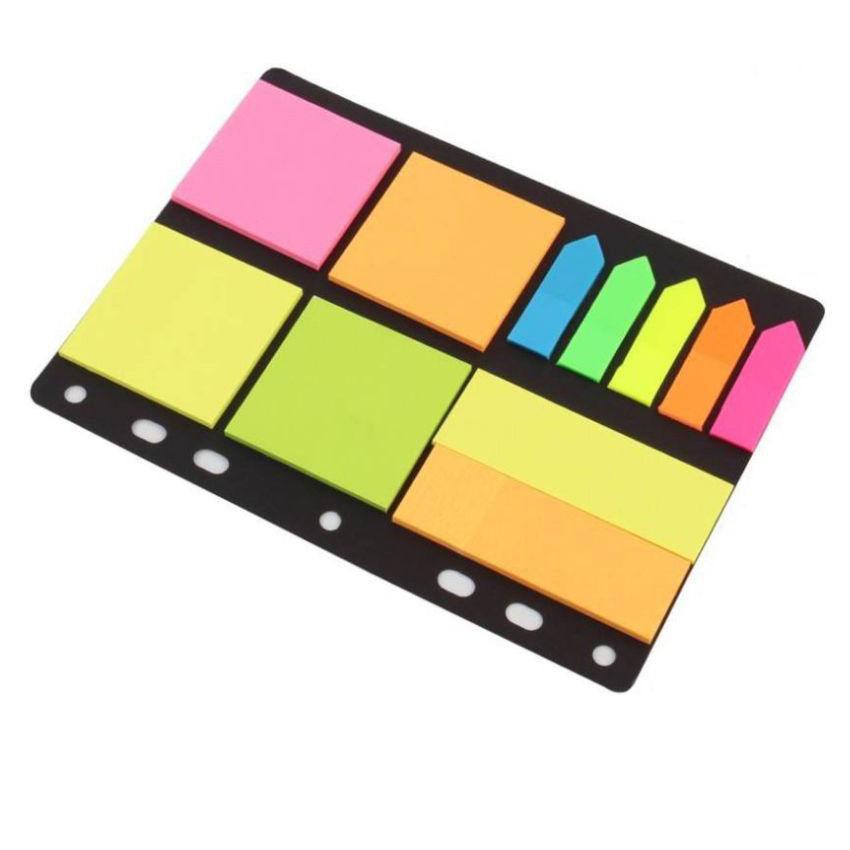 Jiuxing Stationery fluorescent double-sided adhesive paper set sticky notes with black background cards and perforated loose sheets can be used to stick sticky cards n times