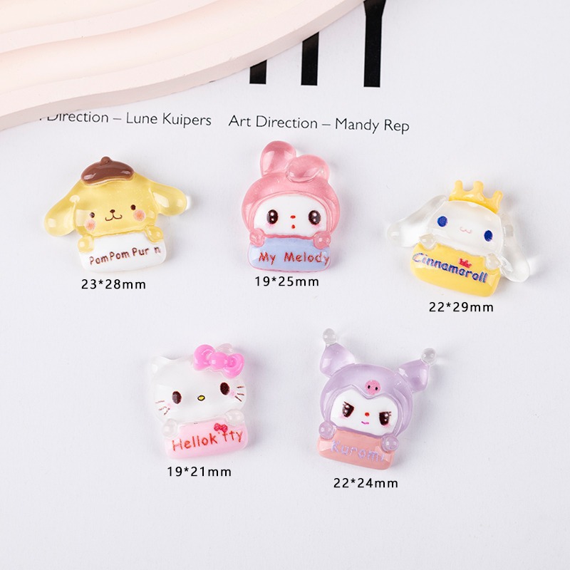 Resin accessory cartoon Sanrio character brand ice transparent handmade diy cream plastic phone case patch storage box decoration details Picture