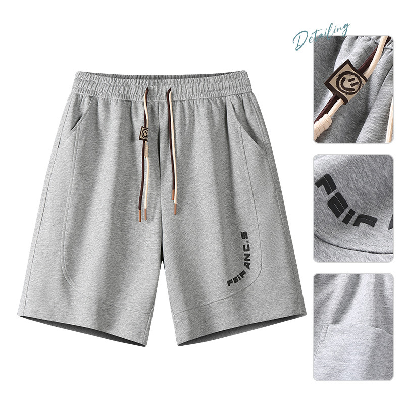 The new summer student heavyweight straight-leg five-inch trendy shorts are versatile for men and feature a sporty mid-length design with a broken waist for a casual look Specification image