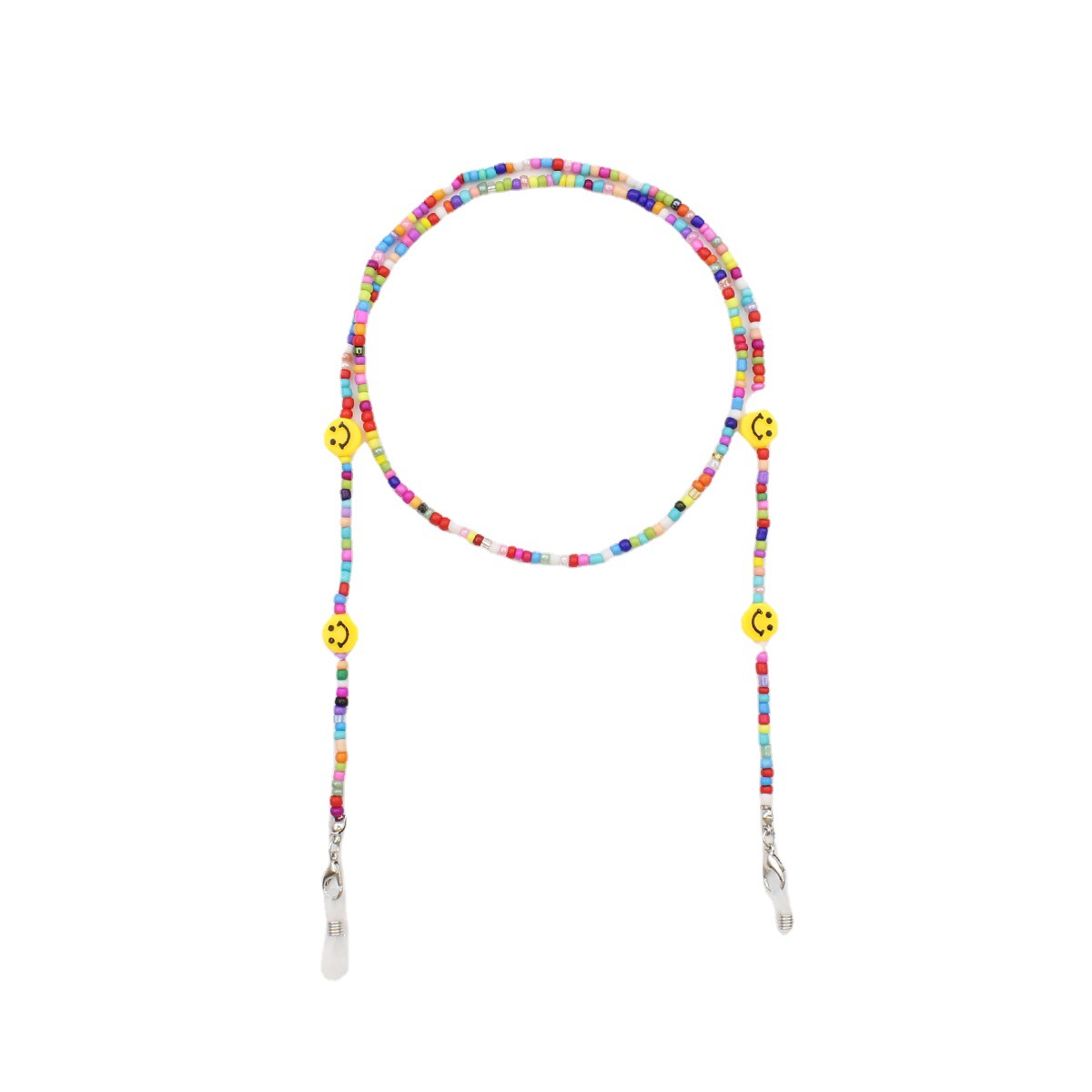 Summer cross-border colorful smiling face children's anti-slip glasses lanyards, Bohemian anti-loss glasses chains, women's one-piece delivery Item Picture