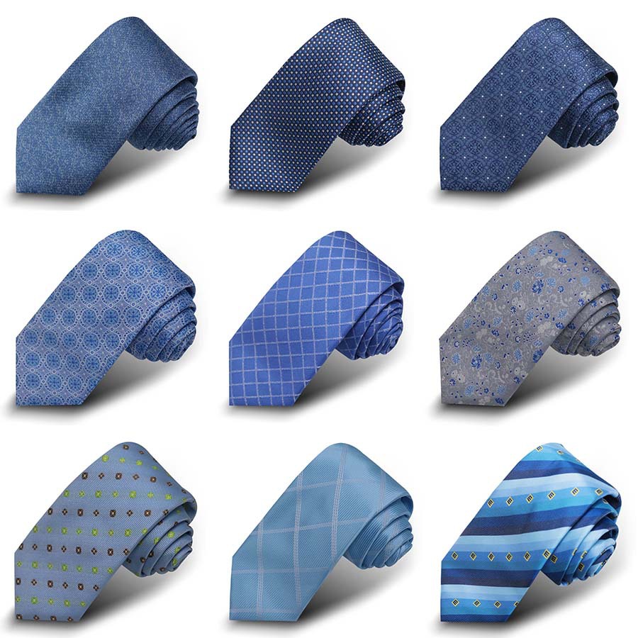 高级感新款行政绍兴嵊州手打男士领带男高级商务仿丝提花蓝色領帶详情3