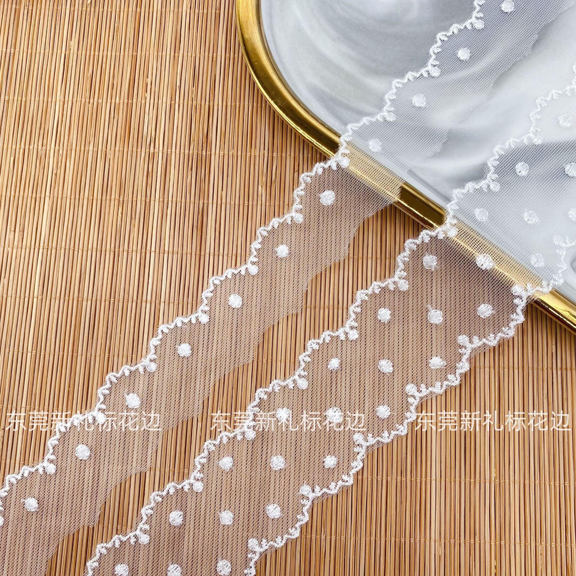 网纱蕾丝花边 涤纶双边波点边条码服饰lace头饰配饰水溶花边 现货