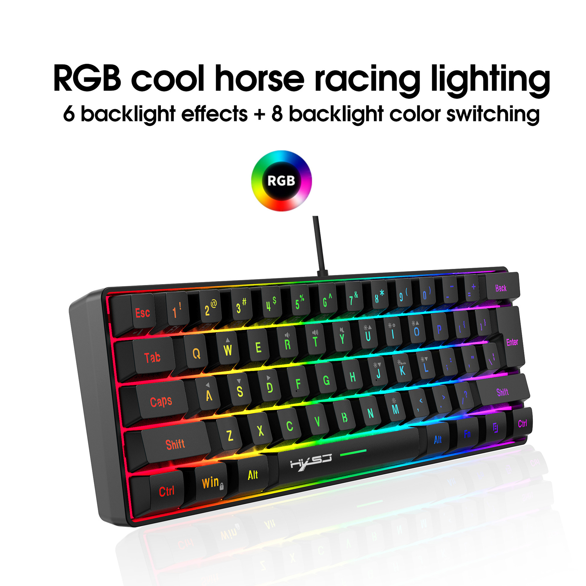 61键游戏薄膜键盘RGB灯光便携式有线键盘多种快捷键组合跨境现货详情图1