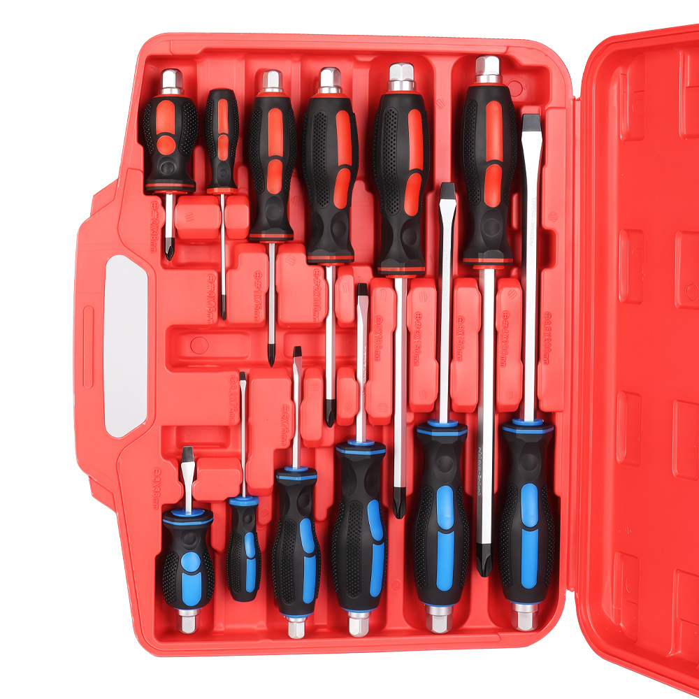 A 12-piece industrial-grade auto repair tool set of through-type through-hole screwdrivers, impact screwdrivers, cross and straight Item Picture