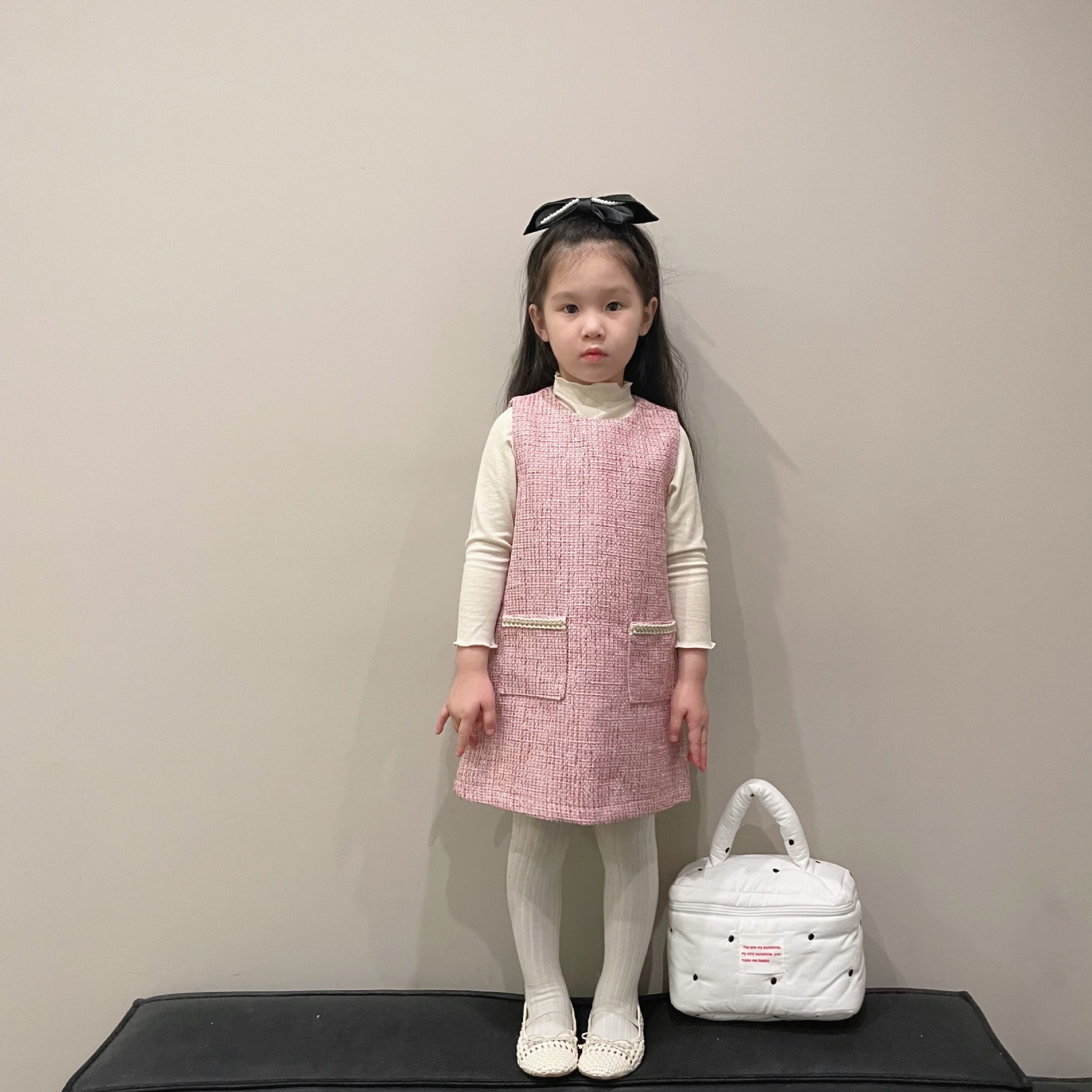 Korean children's clothing 2022 Autumn New Girls' Set, Chanel-style dress two-piece set, Korean-style children's dress set Specification image