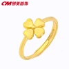 Chuangmei Jewelry's 24K gold four-leaf clover open ring is a unique and retro design for women's wedding rings Application Scenario