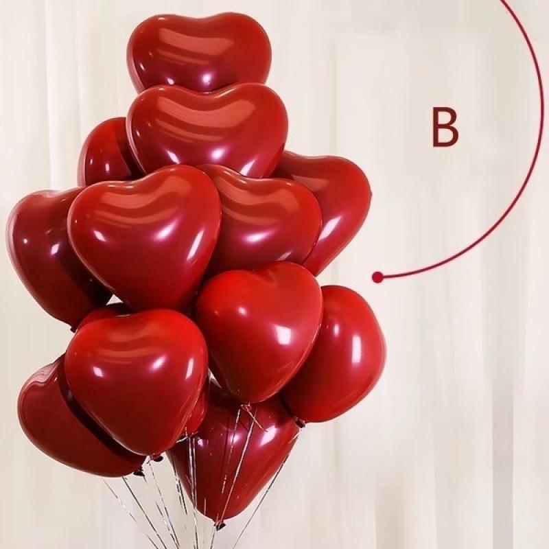 心形气球石榴红气球装饰结婚布置2.2克10寸双层加厚婚房气球图