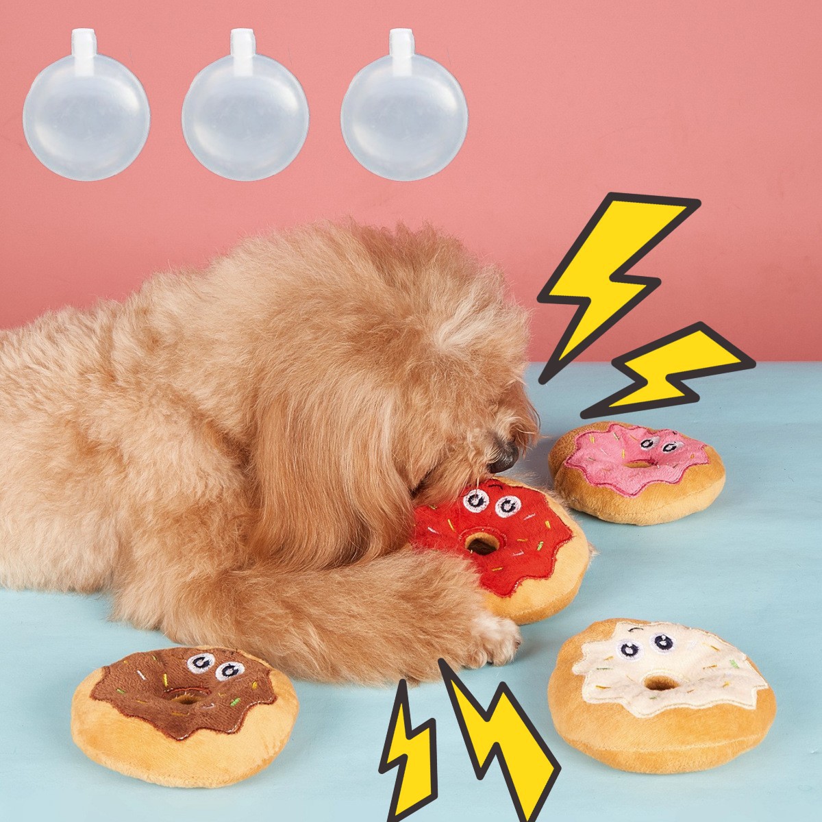 跨境新款甜甜圈狗狗玩具耐咬发声内含bb叫自嗨解闷狗发声玩具批发