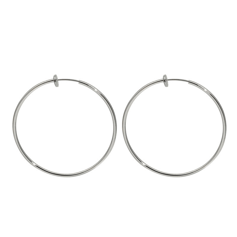 Spring ear loops, ear clips, women's cross-border exaggerated large circle stainless steel ear clips, fashionable, individual and elegant earrings Item Picture