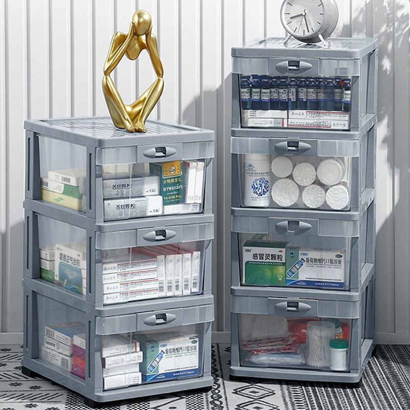 Drawer storage box Multi-layer medicine box Household medicine storage box Medical first aid box desktop transparent medicine cabinet full figure