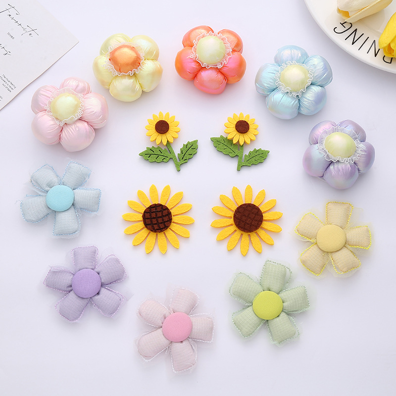 Colorful Five-Petal Flower Accessories Fake Cotton Hair Clip Hair Accessories Headband Accessories Brooch Diy Handmade Decorative Accessories