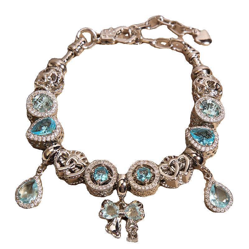 Shine star river brazalete mujer luz azul lujo corazón océano pulsera de cuentas adorable ángel regalo de cumpleaños día de san valentín Item Picture