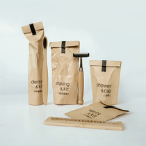 Water glue kraft paper Hotel Bamboo disposable toothbrush toothpaste wood shaver Guest room toiletries set