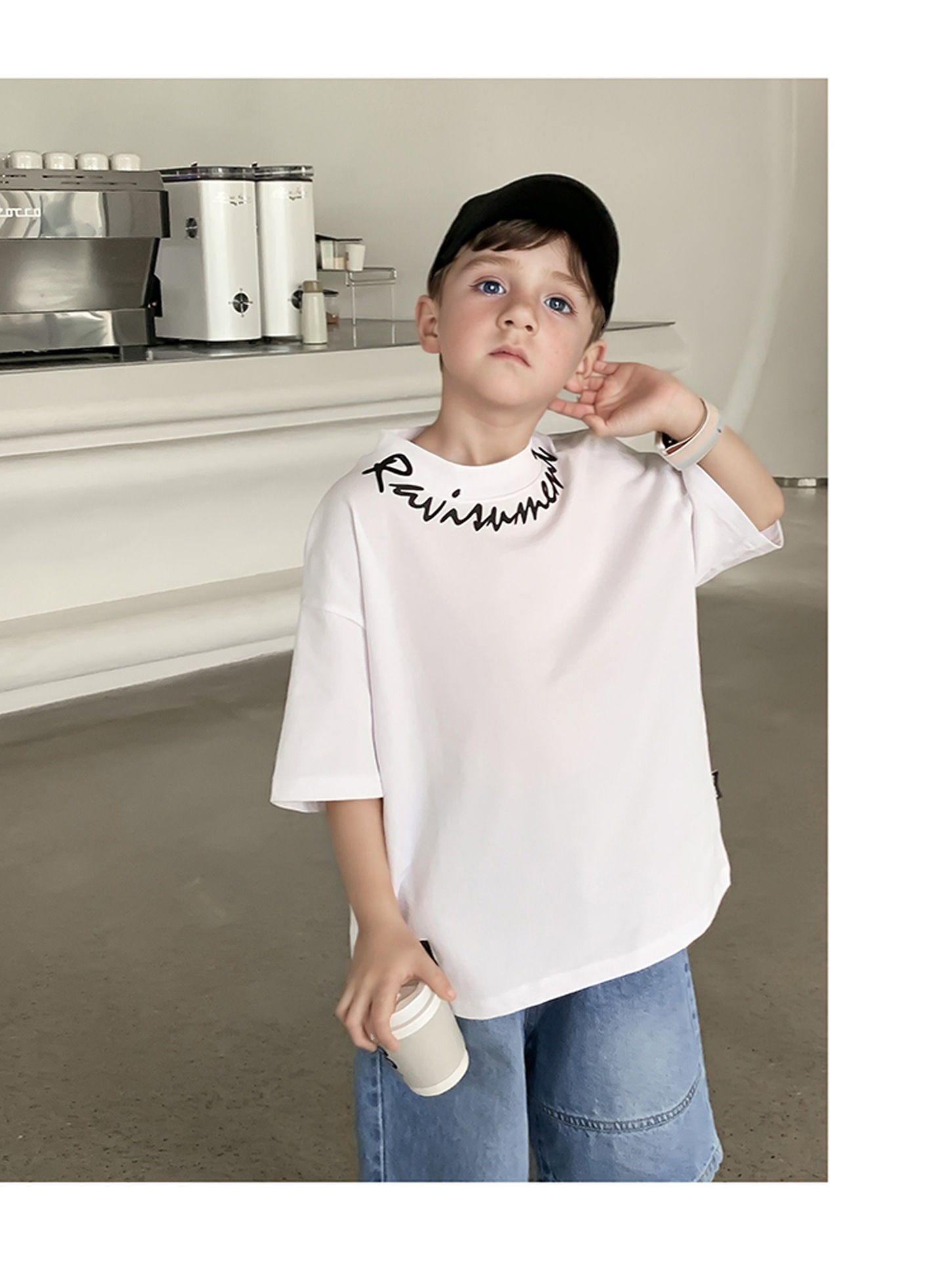 Cool, stylish and trendy round-neck short-sleeved T-shirt for boys, a hip-hop boy summer pure cotton top with three-dimensional printing pic 33