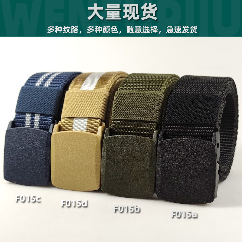 Spot Wholesale Smooth Buckle Nylon Tactical Belt Men's Outdoor Sports Labor Protection Without Metal Canvas Military Training Belt details Picture