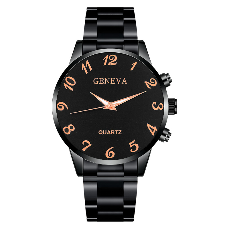 手表厂家直营男表礼品手表批发 GENEVA Watch简约数字钢带石英表