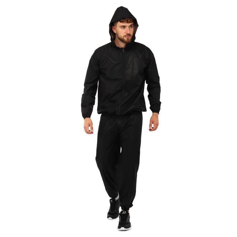 Amazon hot sweat wear zipper hooded fitness sweat set outdoor training burst sweat yoga wear fitness wear details Picture