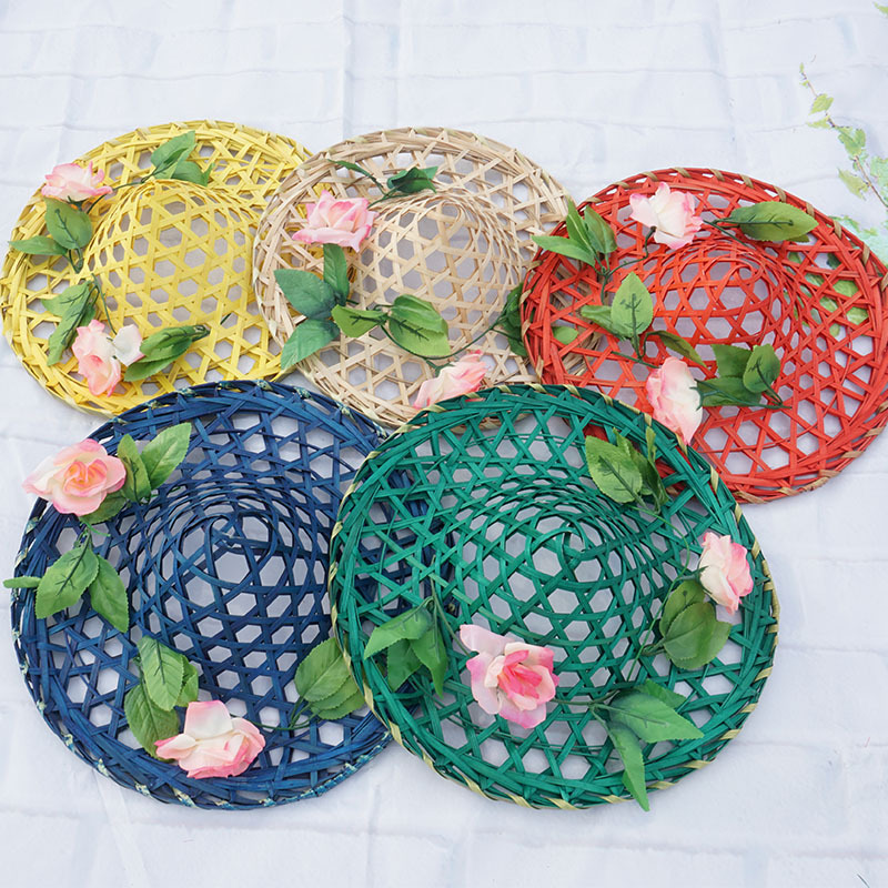 Dance, bamboo hat, children's dance performance, bamboo woven straw hat, children's stage performance props, Dai ethnic dance, flower bamboo hat
