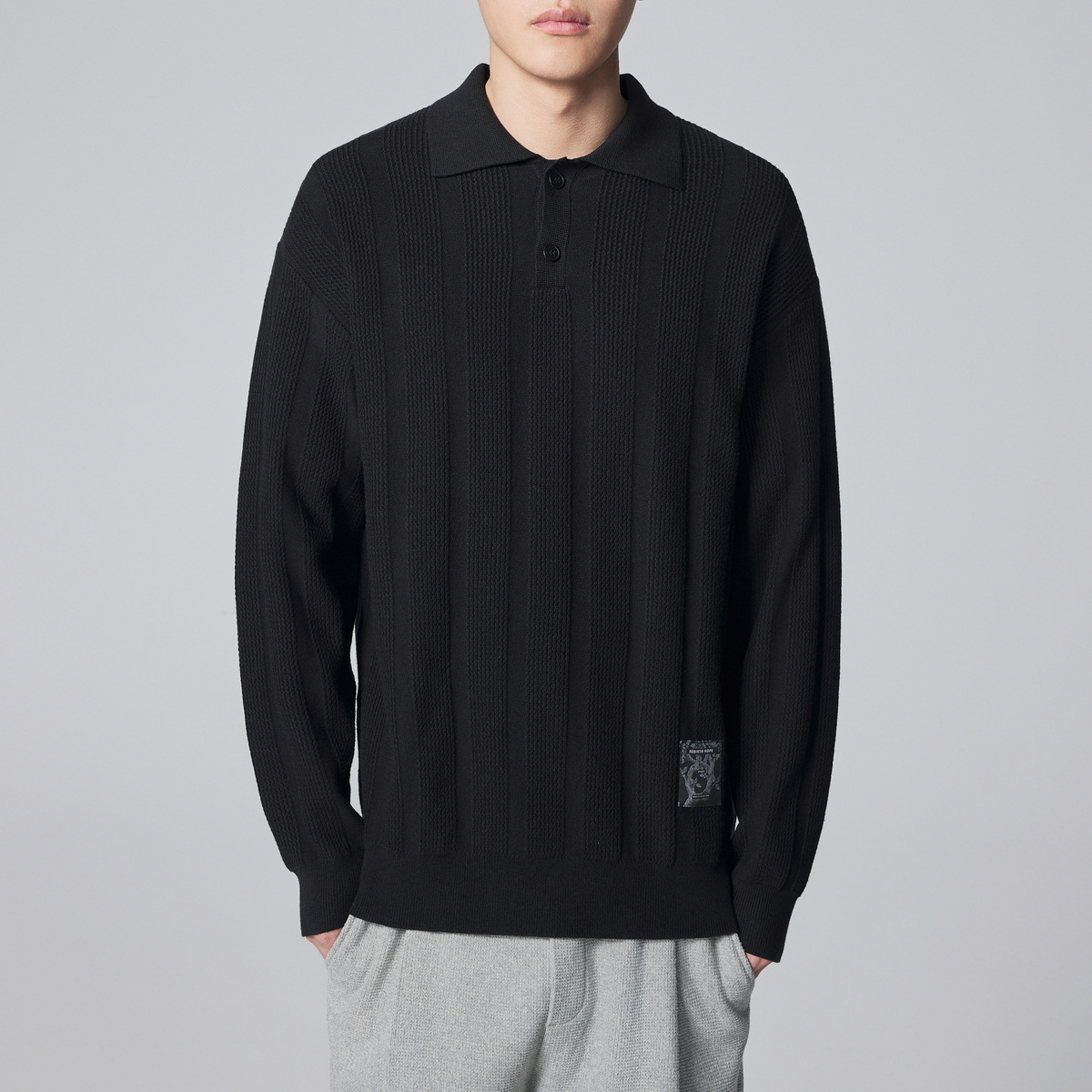 Momeck men's three-dimensional texture knitted POLO shirt for men 2024 Autumn New men's lapel sweater 20798 details Picture
